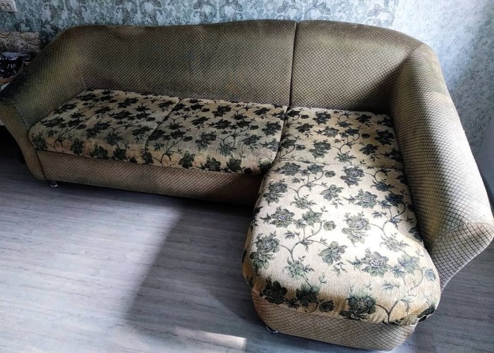 Перетяжка углового дивана ДО и ПОСЛЕ