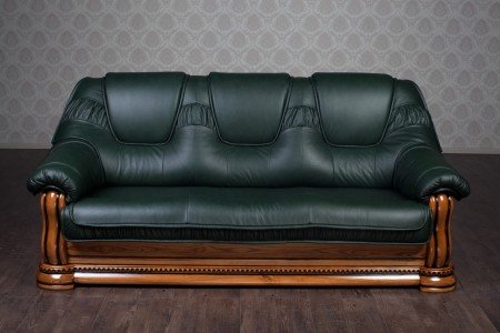 Кожаный диван зеленого цвета