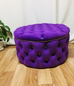 Перетяжка пуфика с пуговицами